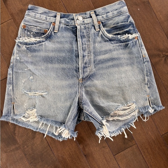 Agolde Pants - Agolde Blue Distressed Jean Shorts